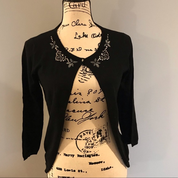 ‼️HUGE SALE‼️ NWT Sisters Black Jeweled Cardigan - Picture 1 of 8
